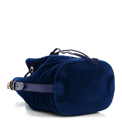 Velvet Matelasse GG Marmont Bucket Bag Cobalt Blue