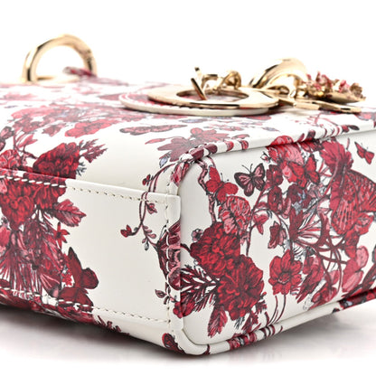Calfskin Bead Embroidered Ramage Butterfly Lady D-Joy White