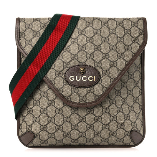 GG Supreme Monogram Web Medium Neo Vintage Flap Messenger Bag Beige New Acero