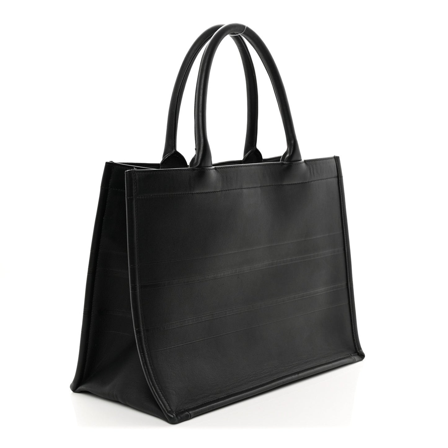 Calfskin Embossed Medium Book Tote Black