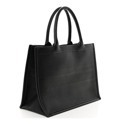 Calfskin Embossed Medium Book Tote Black