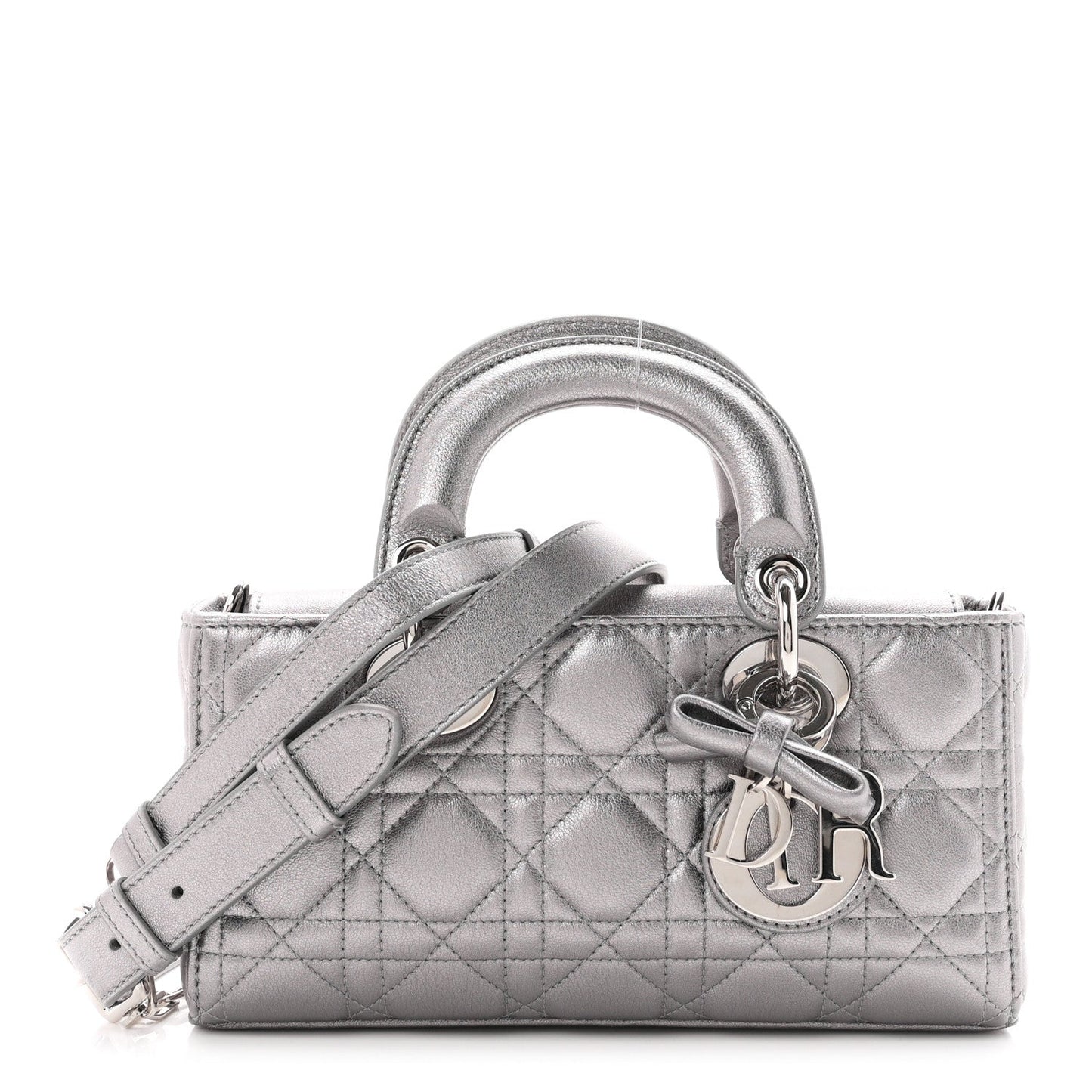 Metallic Lambskin Cannage Small Lady D-Joy