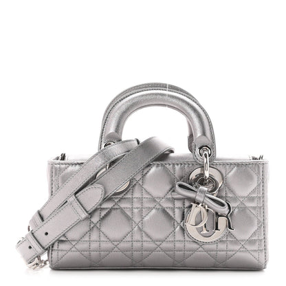 Metallic Lambskin Cannage Small Lady D-Joy