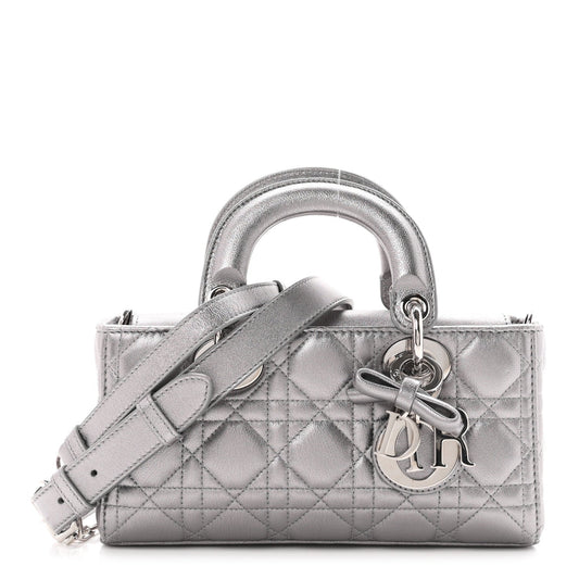 Metallic Lambskin Cannage Small Lady D-Joy