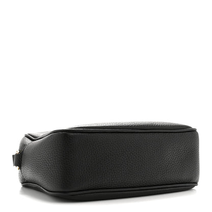 Pebbled Calfskin Small Soho Disco Bag Black
