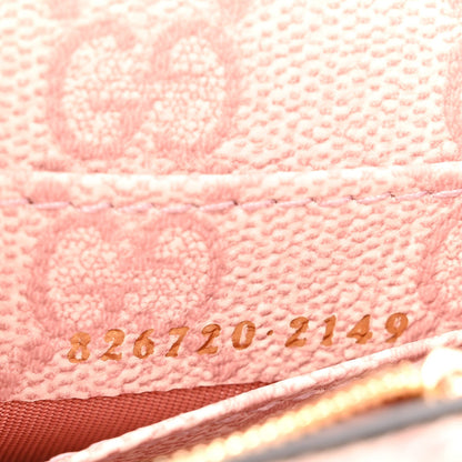 GG Supreme Monogram Textured Calfskin Emblem Wallet On Chain Pink