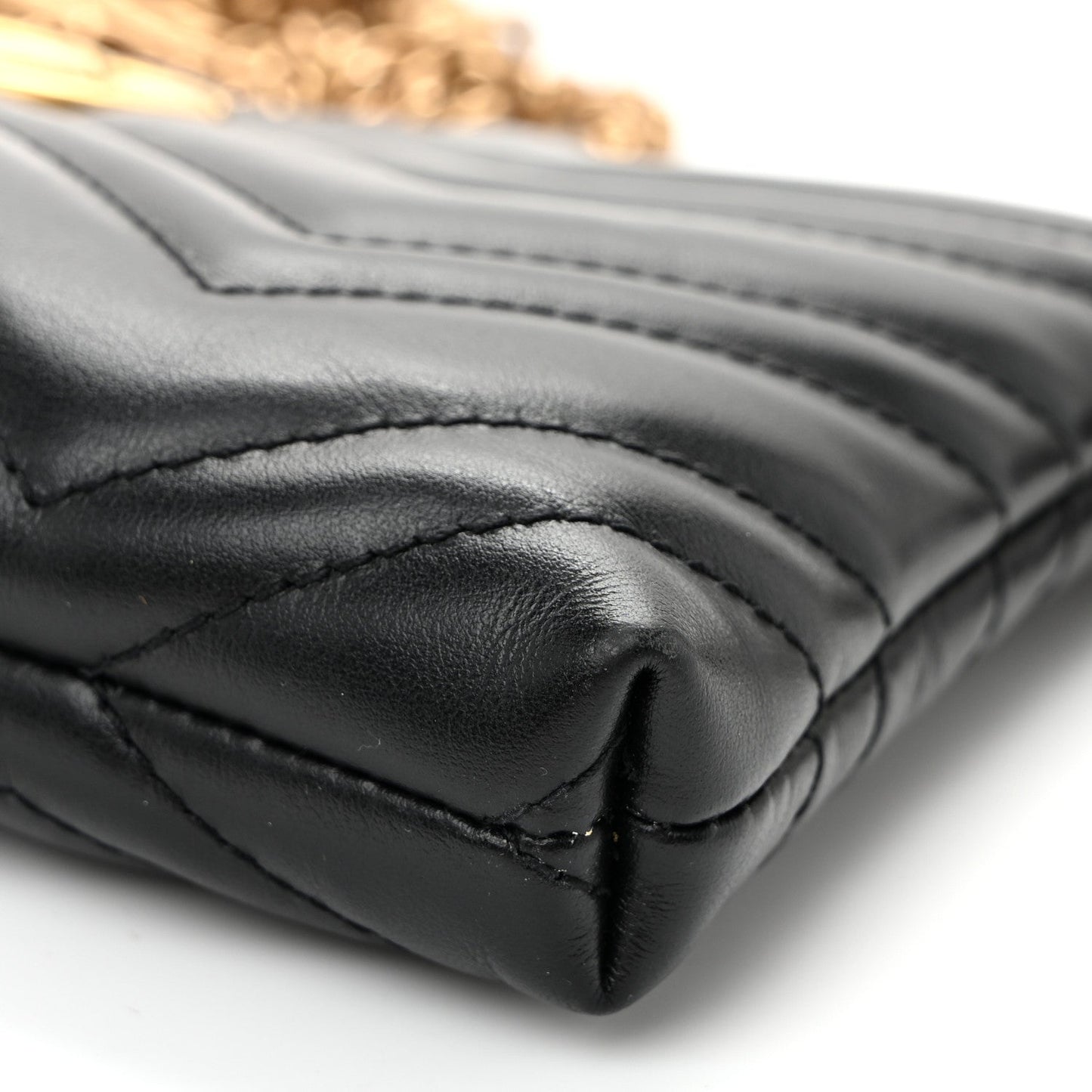 Calfskin Matelasse Mini GG Marmont Chain Bag Black