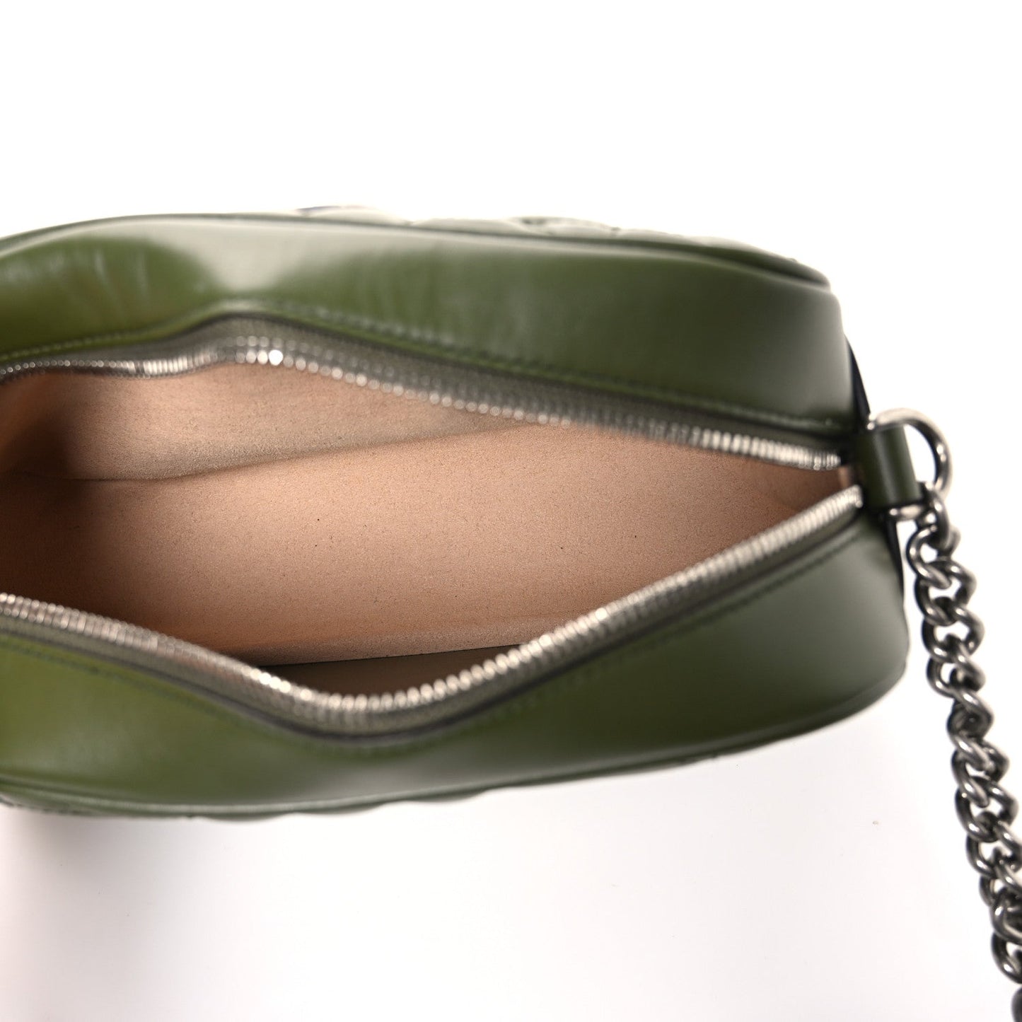 Calfskin Matelasse Aria Small GG Marmont Chain Shoulder Bag Military Wood
