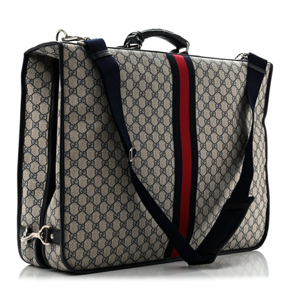 GG Supreme Monogram Web Savoy Garment Bag Beige Blue
