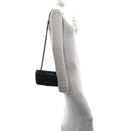 Calfskin Matelasse Monochrome Mini GG Marmont Shoulder Bag Black
