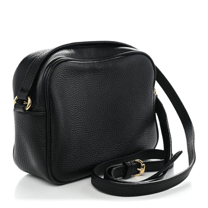Pebbled Calfskin Small Soho Disco Bag Black