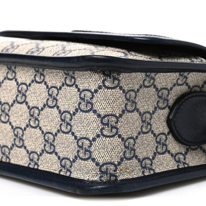 GG Supreme Monogram Azalea Calfskin Retro Interlocking G Wristlet Messenger Bag Beige Blue
