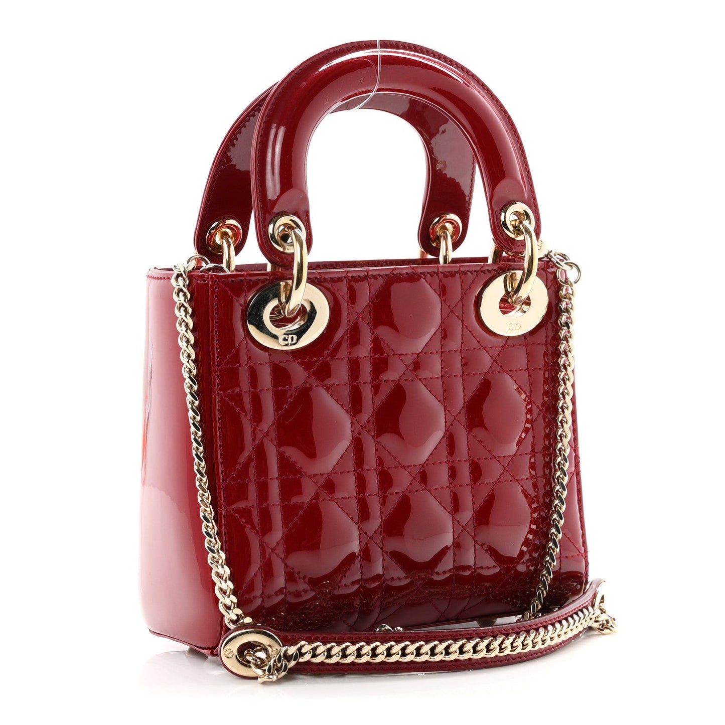 Patent Cannage Mini Lady Dior Red