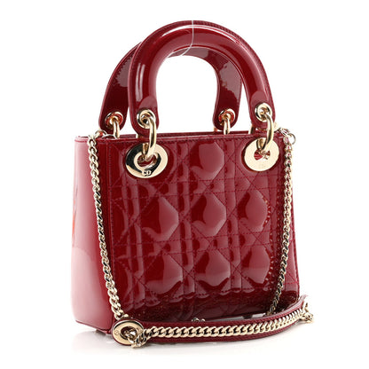 Patent Cannage Mini Lady Dior Red