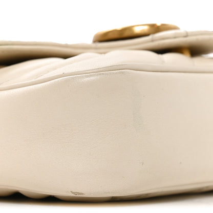 Calfskin Matelasse Super Mini GG Marmont Shoulder Bag White