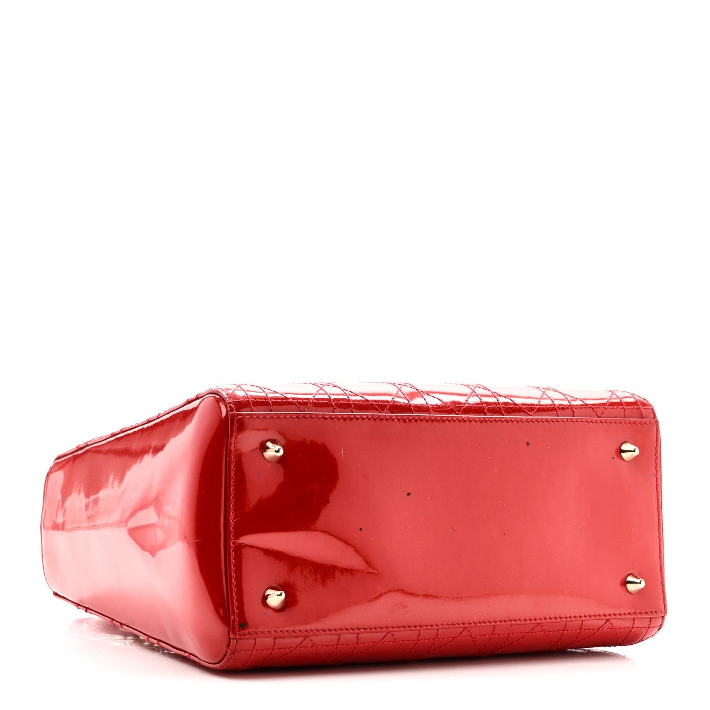 Patent Cannage Stitched Medium Lady Dior Red