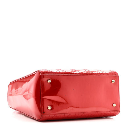 Patent Cannage Stitched Medium Lady Dior Red