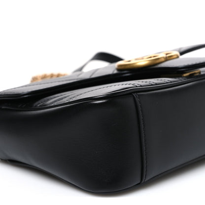 Calfskin Matelasse Small GG Marmont Shoulder Bag Black