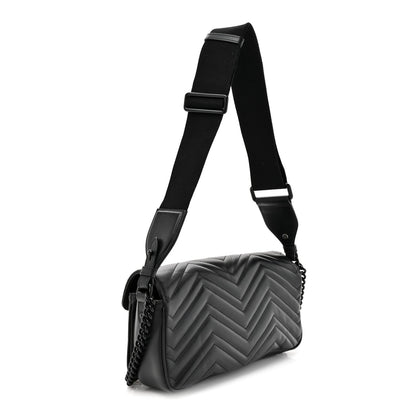 Calfskin Matelasse Monochrome GG Marmont Crossbody Shoulder Bag Black