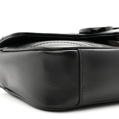 Calfskin Matelasse Monochrome Mini GG Marmont Shoulder Bag Black