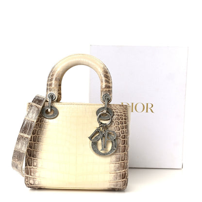 Niloticus Crocodile Himalaya Crystal Small Lady Dior White