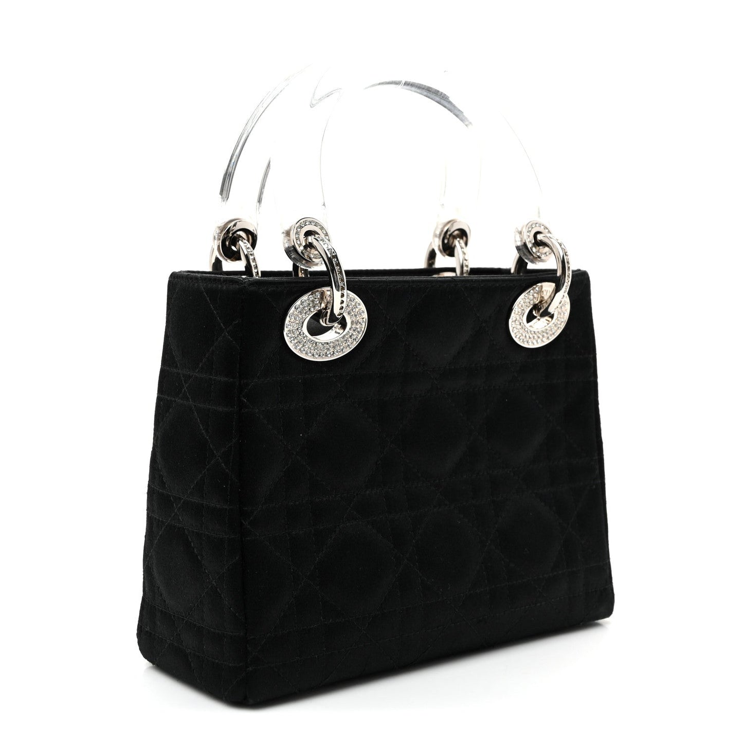 Satin Swarovski Crystal Acrylic PVC Cannage Mini Lady Dior Black