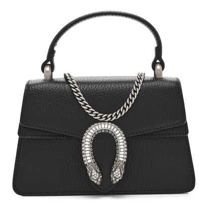 Dollar Calfskin Crystal Mini Dionysus Top Handle Bag Black Crystal