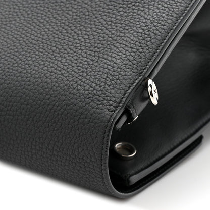 Grained Calfskin Large Diorever Flap Black