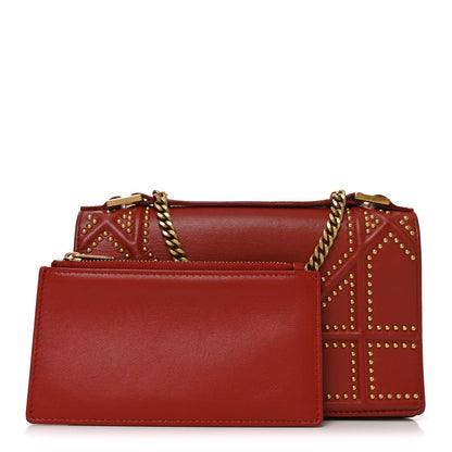 Calfskin Studded Diorama Flap Bag Red