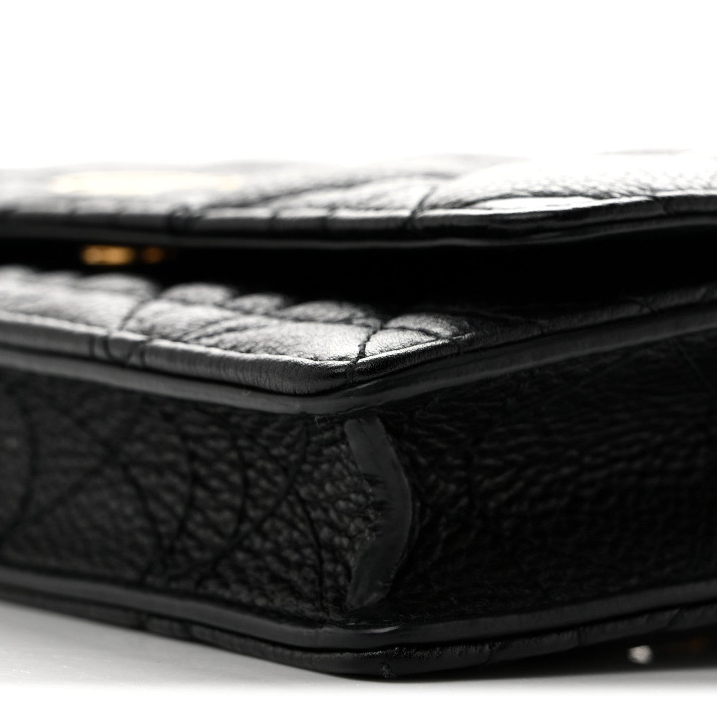 Supple Calfskin Caro Pouch with Chain Black