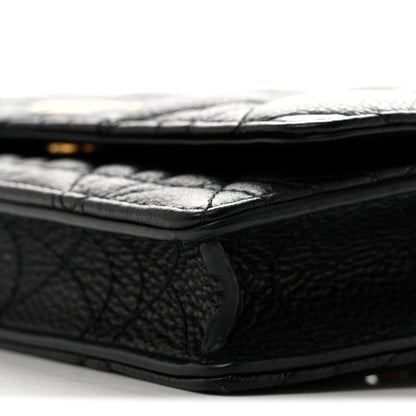 Supple Calfskin Caro Pouch with Chain Black