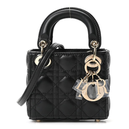 Lambskin Cannage Micro Lady Dior Black