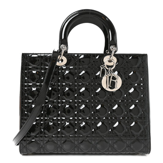 Patent Cannage Large Lady Dior Black
