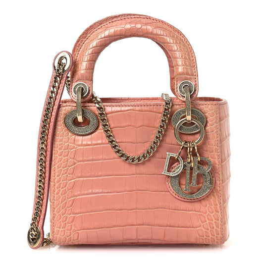 Alligator Crystal Mini Lady Dior Pink