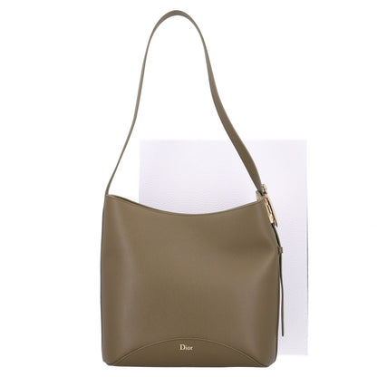 Grained Calfskin Medium Medaillon Bucket Bag Khaki