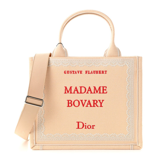 Oblique Embroidered Lace Dior Madame Bovary Small Book Tote With Strap Beige Red