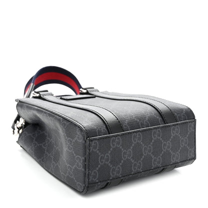 GG Supreme Monogram Appia Calfskin Web Mini Tote Bag Black