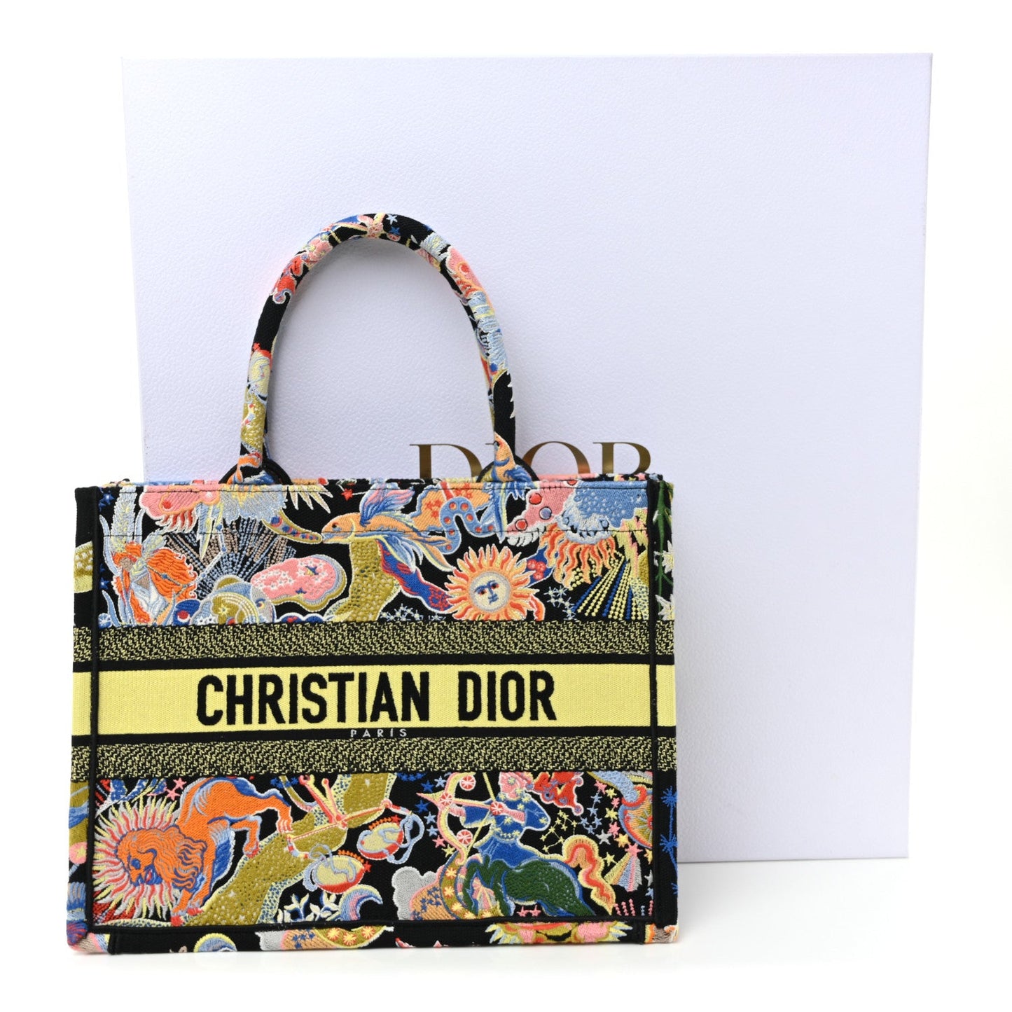 Canvas Zodiac Fantastico Embroidered Medium Book Tote Black Multicolor