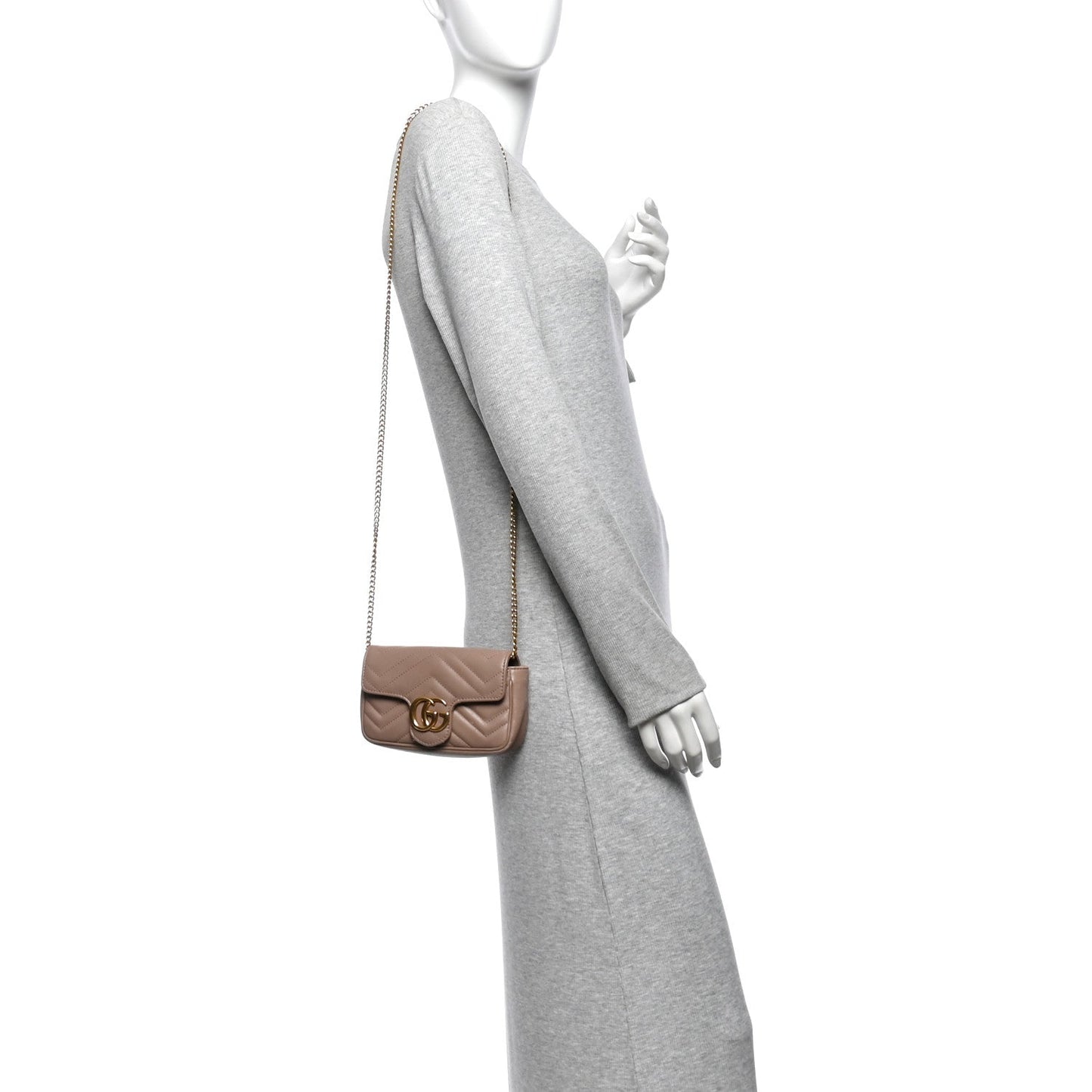 Calfskin Matelasse Super Mini GG Marmont Shoulder Bag Porcelain Rose