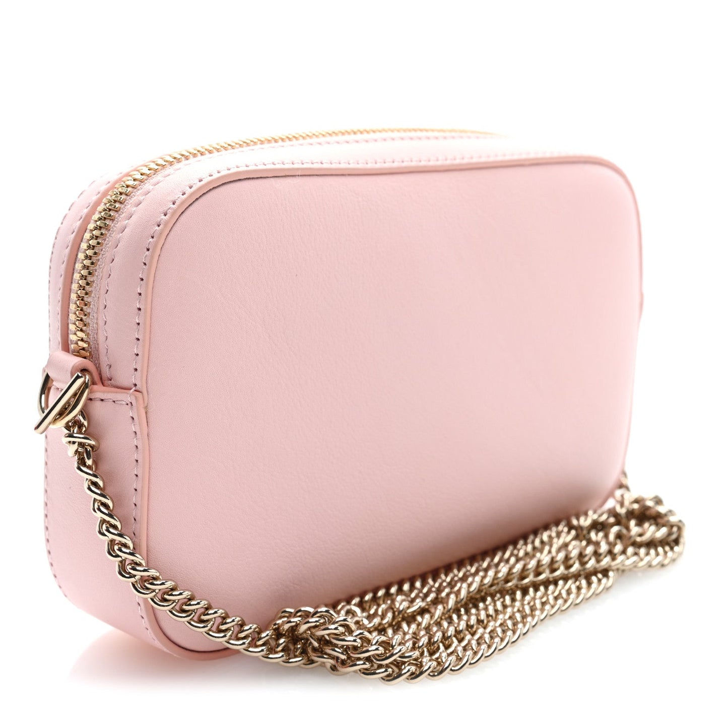 Dollar Calfskin Enamel Super Mini GG Marmont Chain Shoulder Bag  Light Pink Blue