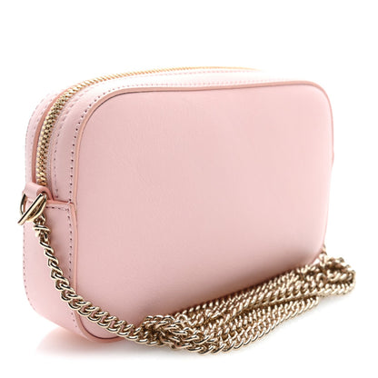 Dollar Calfskin Enamel Super Mini GG Marmont Chain Shoulder Bag  Light Pink Blue