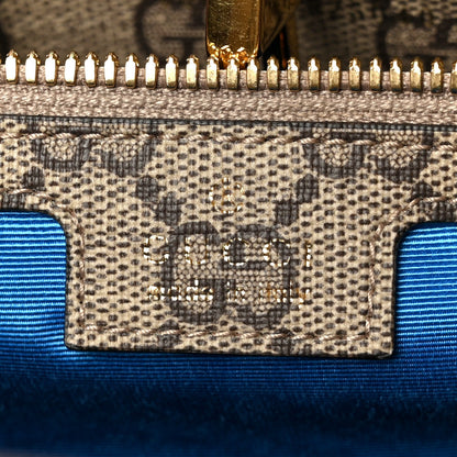 GG Supreme Monogram Exquisite Small Tote Beige Ebony Blue Crop Live Red