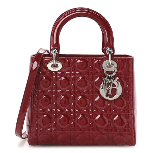 Patent Cannage Medium Lady Dior Red