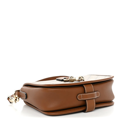 GG Supreme Monogram Textured Calfskin Emblem Mini Shoulder Bag Beige Dark Brown