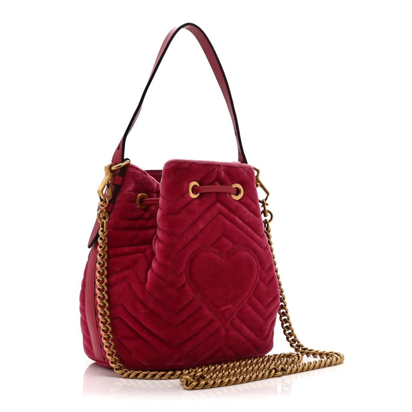 Velvet Matelasse GG Marmont Bucket Bag Light Raspberry Rose