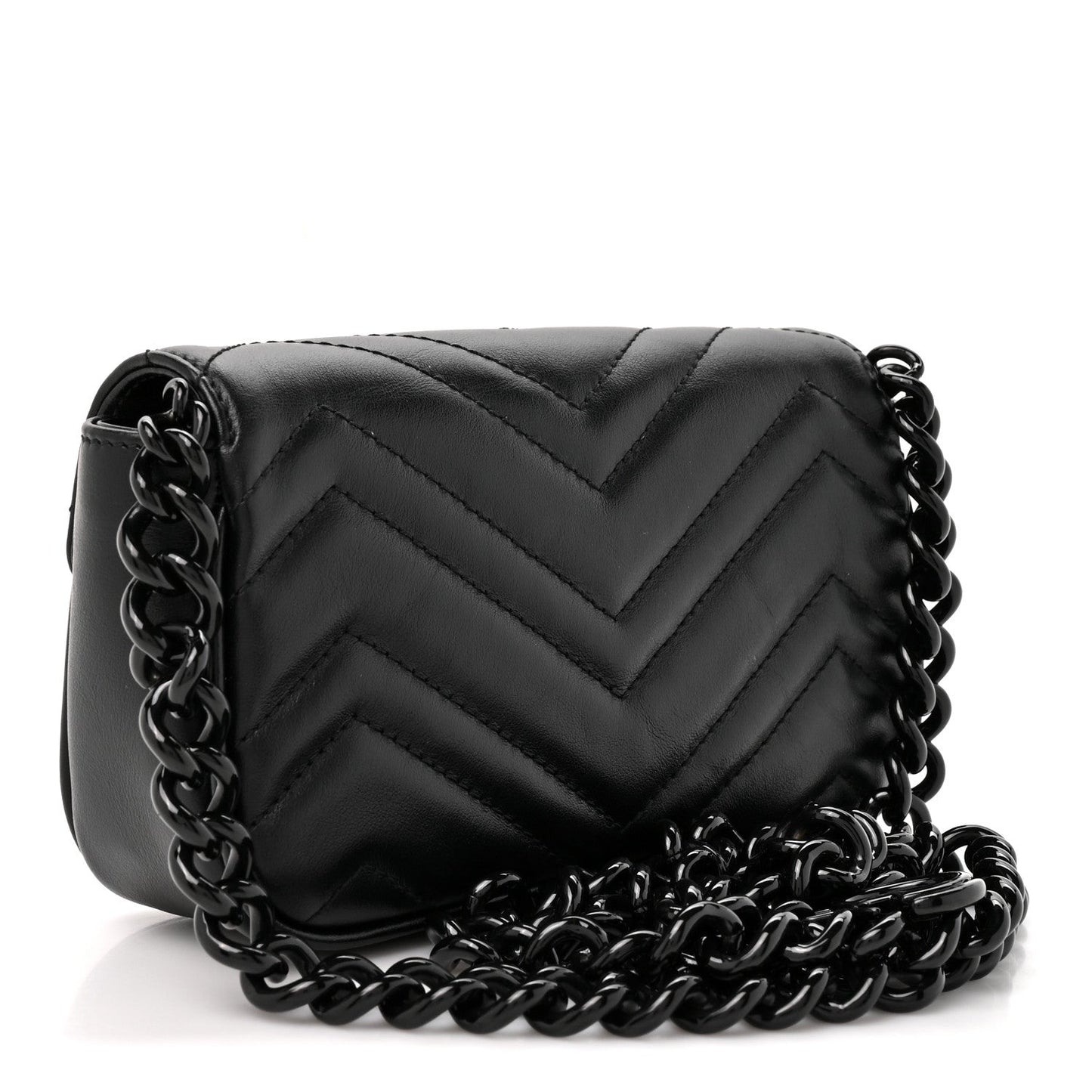 Calfskin Matelasse Monochrome GG Marmont Chain Belt Bag Black