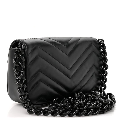 Calfskin Matelasse Monochrome GG Marmont Chain Belt Bag Black