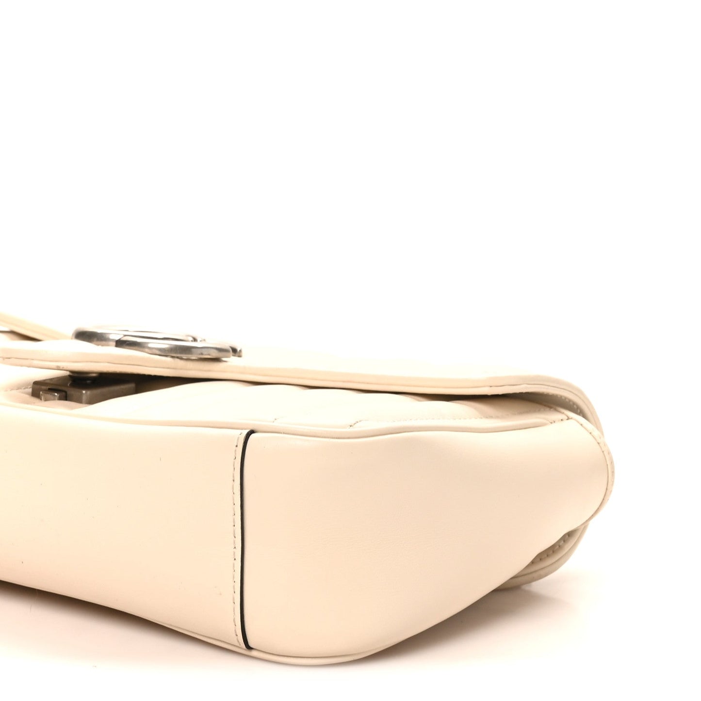 Calfskin Matelasse Aria Small GG Marmont Shoulder Bag Mystic White
