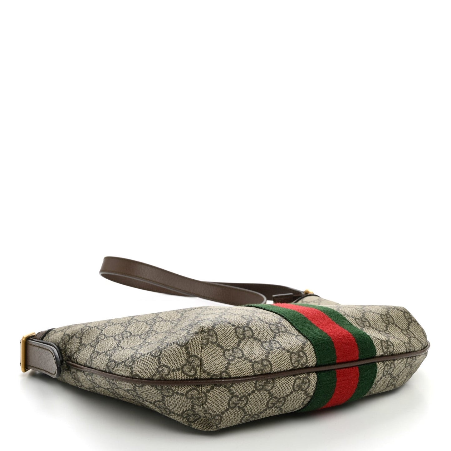 GG Supreme Monogram Web Small Ophidia Half Moon Hobo Brown