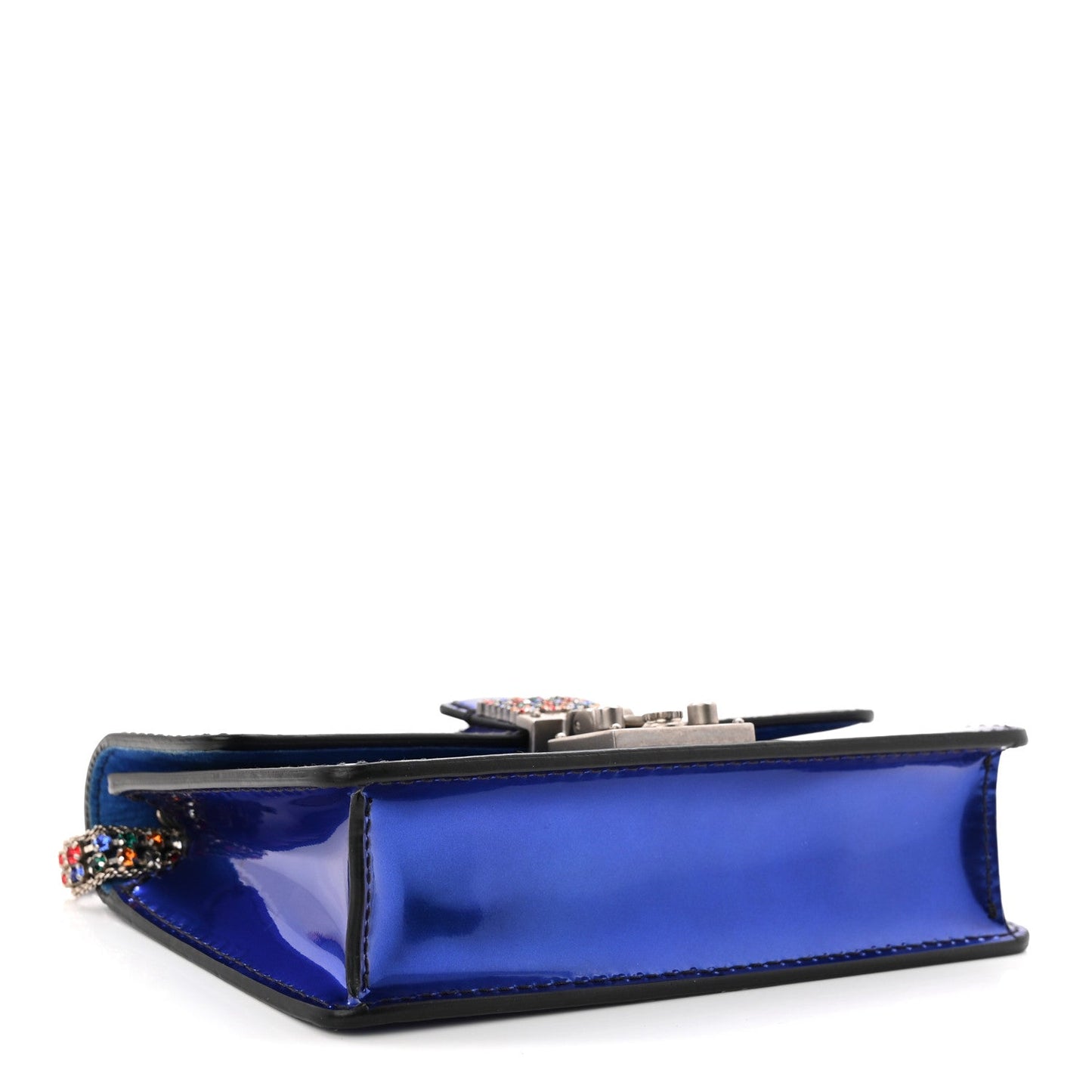 Metallic Patent Crystal Dioraddict Flap Bag Blue
